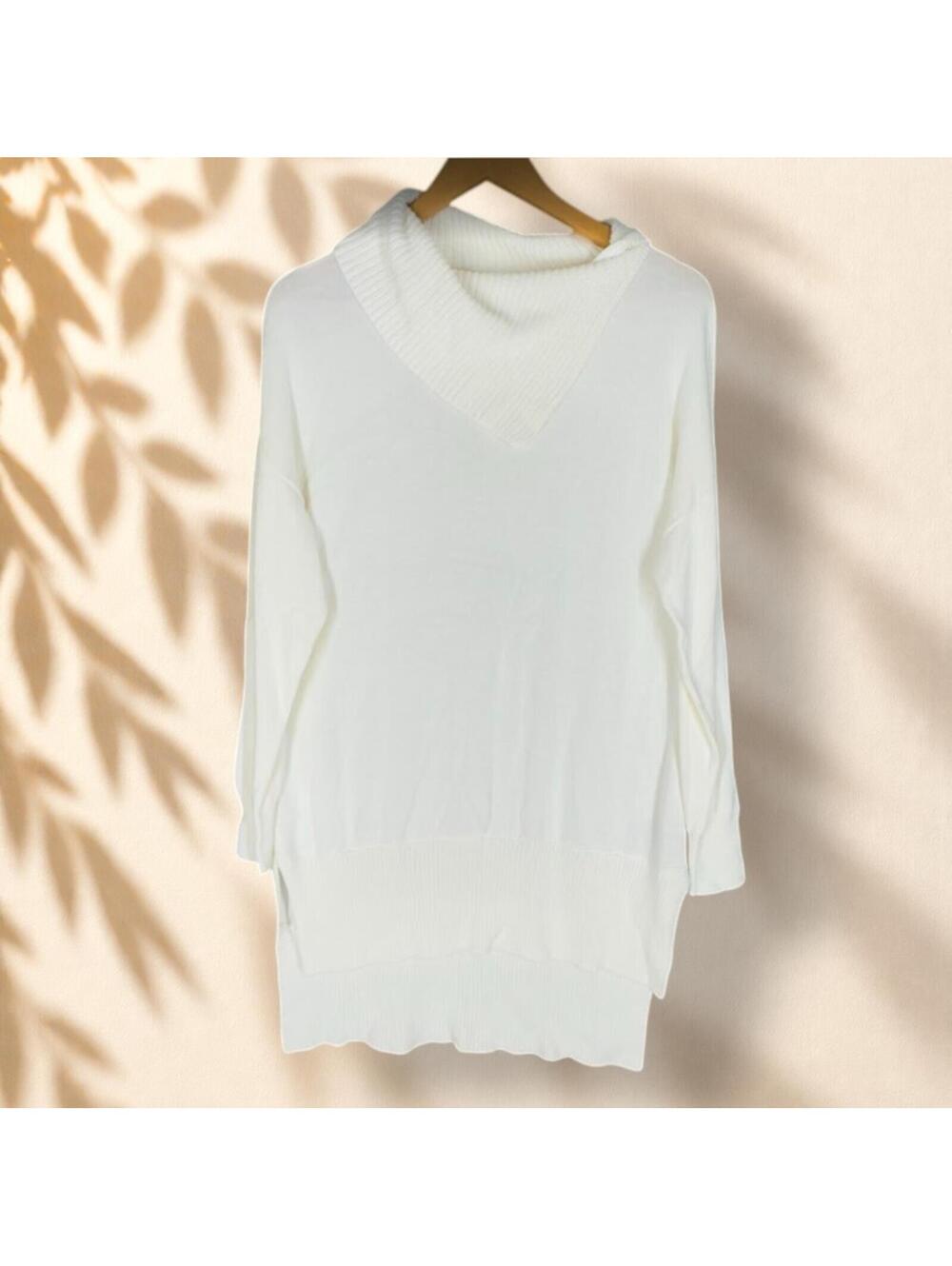 Ravel Sweater Dress Women XL White Short Knit Collared Long Sleeve Cotton Casual